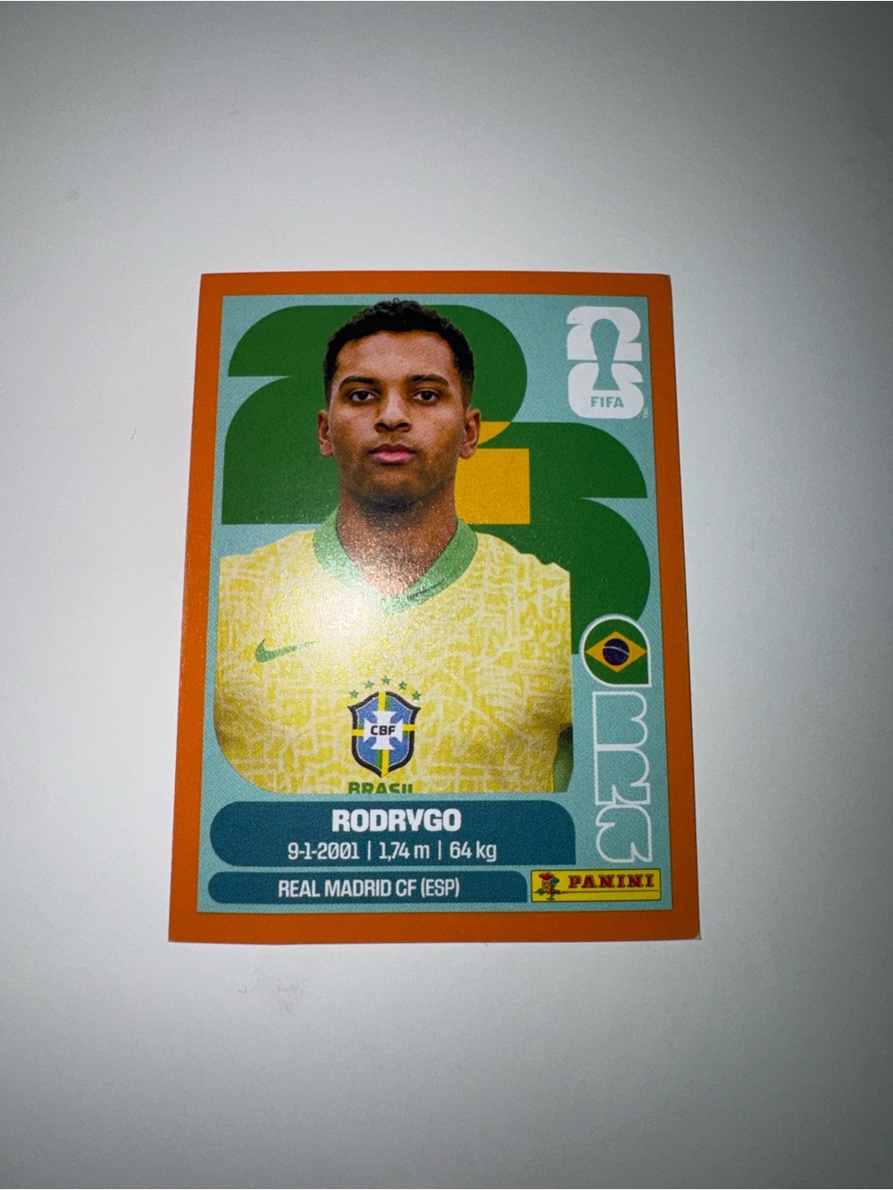 RODRYGO 2026 Panini FIFA World Cup Sticker Orange Parallel Soccer  BRA #15
